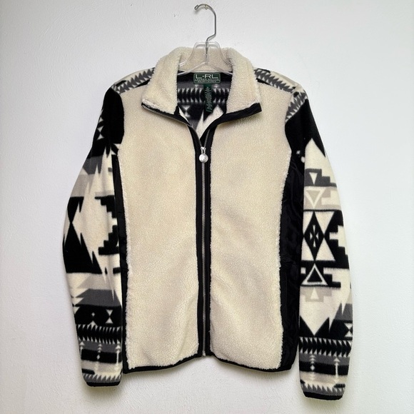 L-RL Lauren Active Ralph Lauren Aztec Southwestern Geometric Fleece Jacket M - Picture 2 of 13